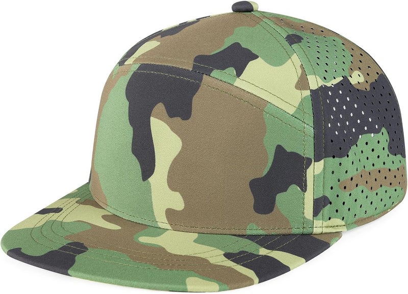 FEINION Men Flat Brim Adjustable Performance Hat Snapback Laser Perforated Baseball Cap - Image 2